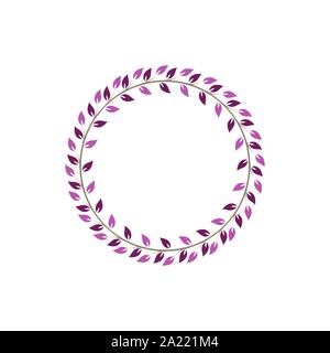 Vintage floral round frames. Pink decorative circular ivy wreath. Vector illustration Stock Vector