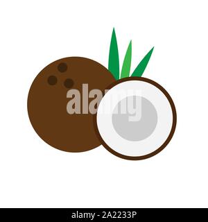 Coconut icon flat style. Vector eps10 illustration Stock Vector