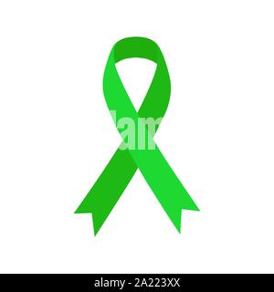 Green ribbon mental health icon. Vector eps10 Stock Vector