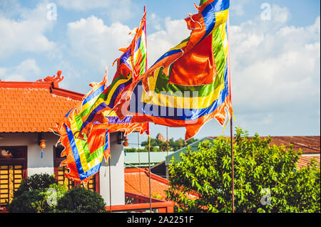 Traditional Festival flags of Vietnam Five Elements Flag Stock Photo