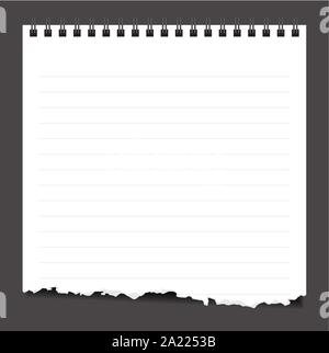Torn lined paper with wire binding Stock Vector