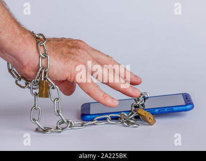 Concept of smartphone addiction Stock Photo