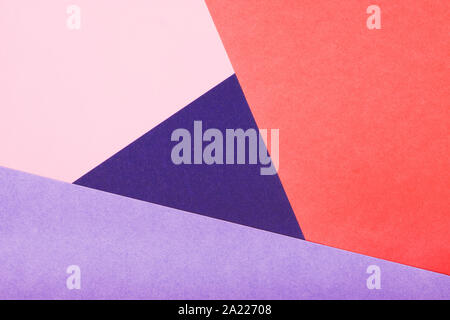 Abstract geometric violet and coral colors paper background. Bright colors, active lines. Perfect trendy background for your text Stock Photo