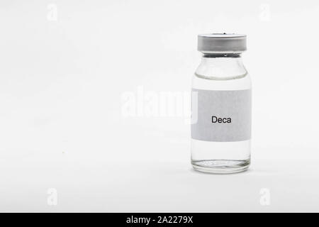 Medical concept showing medical a medical vial reading Deca Stock Photo