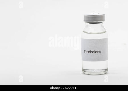 Medical concept showing medical a medical vial reading Trenbolone Stock Photo