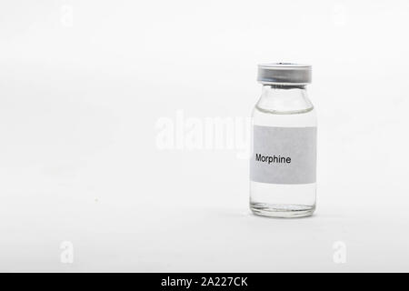 Medical concept showing medical a medical vial reading Morphine Stock Photo