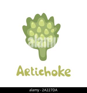 Artichoke icon. Flat illustration of artichoke vector icon isolated on white background in cartoon style. Stock Vector