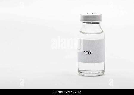 Medical concept showing medical a medical vial reading PED Stock Photo