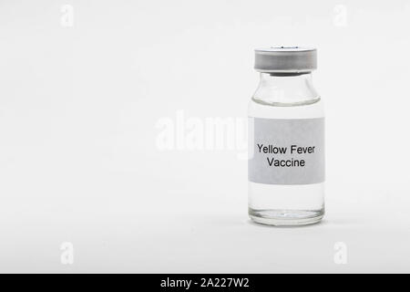 Medical concept showing medical a medical vial reading Yellow Fever Vaccine Stock Photo