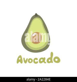Avocado. Hand drawn doodle cartoon icon with text. Vector illustration. Stock Vector