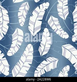 White Winter Holiday Feathers on Silver Foil Background Vector Seamless Pattern. Modern Elegant Christmas Backdrop. Brisk Air Stock Vector