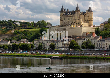 Chateau de Saumur in the Loire Valley, France. Originally built as a castle in the 10th century as a fortified stronghold against Norman attacks. It w Stock Photo