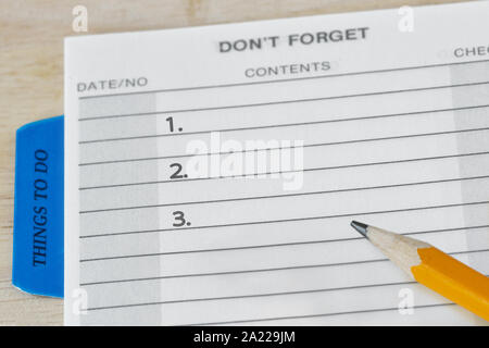 Pesonal organizer with things to do list and a pencil Stock Photo