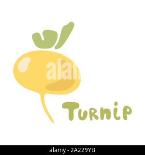 Turnip icon in flat style isolated on white background. Turnip icon in flat style. Isolated object, logo. Vegetable from the farm. Organic food Stock Vector