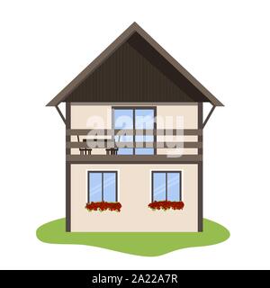 Vector illustration of Scandinavian house icon isolated on white background. Stock Vector