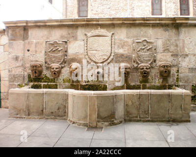 Wonderful Fountain Of The San Francisco Canyons In Aviles. July 8, 2010. Asturias, Spain, Europe. Travel Tourism Street Photography Stock Photo