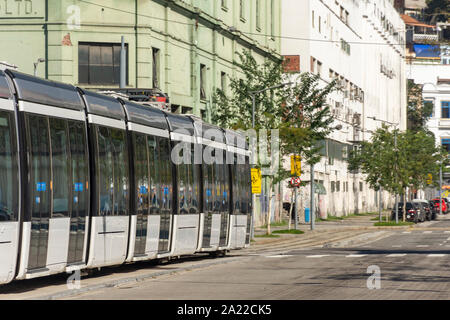 VLT train in downtown Rio de Janeiro, Brazil Stock Photo