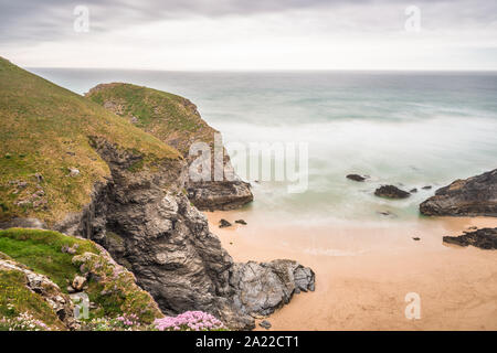 Bedruthan Steps, near Newquay, Cornwall, England, Great Britain Stock Photo