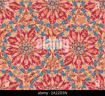 Seamless repeating floral pattern consisting of mandalas Stock Vector