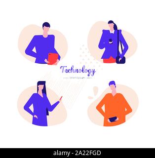 Technology - flat design style vector characters set Stock Vector