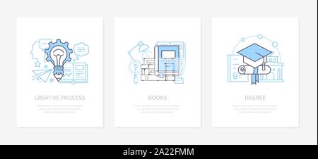 Creative process, innovative thinking concept icons set Stock Vector