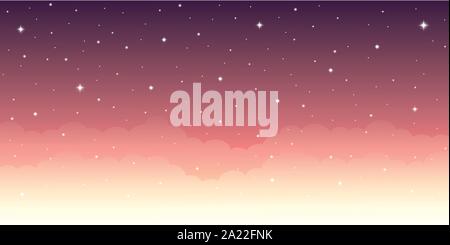 starry purple sky with clouds vector illustration EPS10 Stock Vector