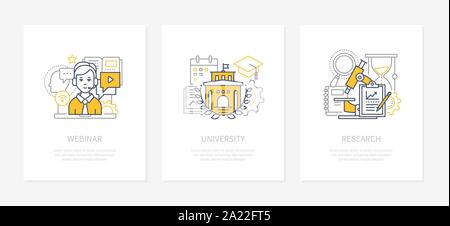 Webinar, online conference, lecturing concept icons set Stock Vector