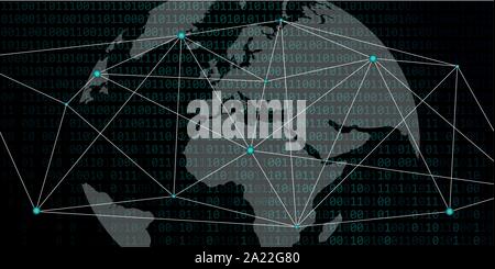 digital network world with binary code background vector illustration EPS10 Stock Vector
