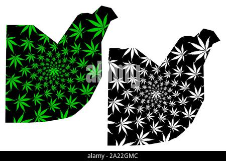 Federal Capital Territory (Subdivisions of Nigeria, Federated state, FCT) map is designed cannabis leaf green and black, Federal Capital Territory map Stock Vector