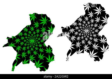 Taraba State (Subdivisions of Nigeria, Federated state of Nigeria) map is designed cannabis leaf green and black, Taraba map made of marijuana (marihu Stock Vector