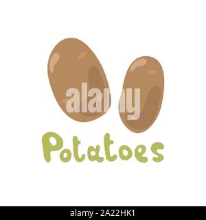 Potatoes vector illustration. Isolated white background. Organic food. Cartoon style. Stock Vector