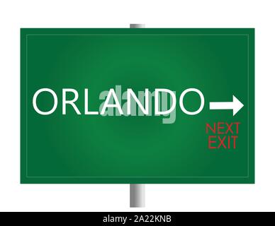 Orlando white and red lettering on green backround . Sign vector. Stock Vector