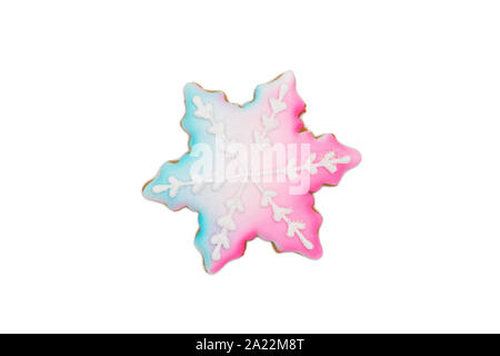 gingerbread cookie snowflake isolated on a white background Stock Photo