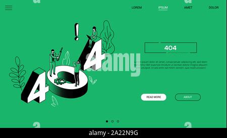 404 error isometric landing page colorful web banner Stock Vector