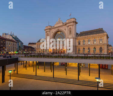 Eastern railway station in Budapest. blue hour, city lights Stock Photo