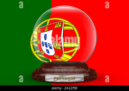 Flag of Portugal on a snow globe background. Stock Photo