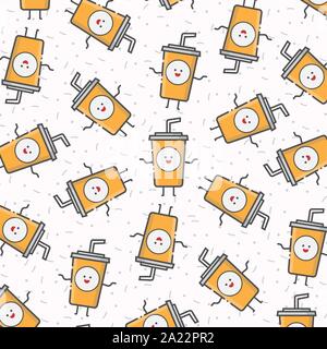 A Cute Drink Cup Illustration Background Vector with Orange Color Stock Vector
