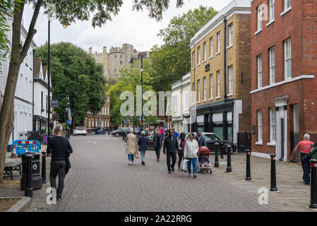 People out and about on a Saturday morning in Peascod Street, Windsor town centre, Berkshire, England, UK Stock Photo