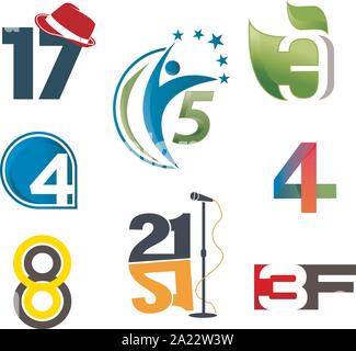 number logo collection. modern dynamic flat design with brilliant colorful gradient smooth color for your unique elements design ; logo, corporate ide Stock Vector