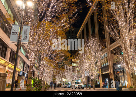 Tokyo Marunouchi winter illumination festival, beautiful view, popular tourist attractions, travel destinations for holiday, famous romantic light up Stock Photo