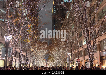 Tokyo Marunouchi winter illumination festival, beautiful view, popular tourist attractions, travel destinations for holiday, famous romantic light up Stock Photo