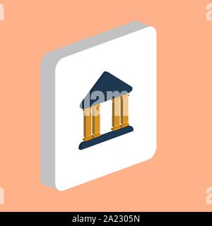 Justice Court Simple vector icon. Illustration symbol design template for web mobile UI element. Perfect color isometric pictogram on 3d white square. Stock Vector