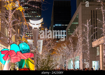 Tokyo Marunouchi winter illumination festival, beautiful view, popular tourist attractions, travel destinations for holiday, famous romantic light up Stock Photo