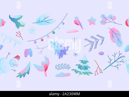 Seamless pattern with winter items. Stock Vector