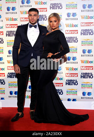 Tommy Fury and Molly Mae Hague attending the Mirror Animal Hero Awards 2019, in partnership with People's Postcode Lottery and Webbox, held at the Grosvenor House Hotel, London. Stock Photo