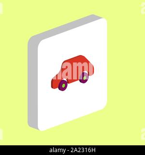 Toy Car Simple vector icon. Illustration symbol design template for web mobile UI element. Perfect color isometric pictogram on 3d white square. Toy C Stock Vector