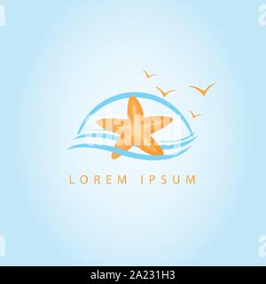 Starfish in flat style. Marine icon in cartoon style. Summer vector illustration. Stock Vector