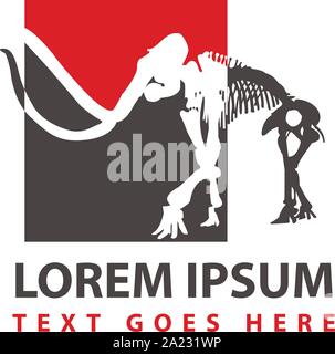 Drawing vector isolated woolly mammoth skeleton - mammuthus primigenius silhouette Stock Vector