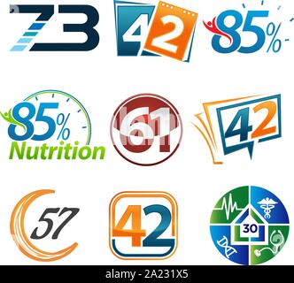 number logo collection. modern dynamic flat design with brilliant colorful gradient smooth color for your unique elements design ; logo, corporate ide Stock Vector