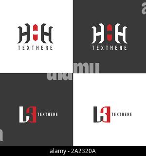 Logo three letters H. HHH Initials, icon design template. Stylish vector emblem for your design. Black white version. Stock Vector